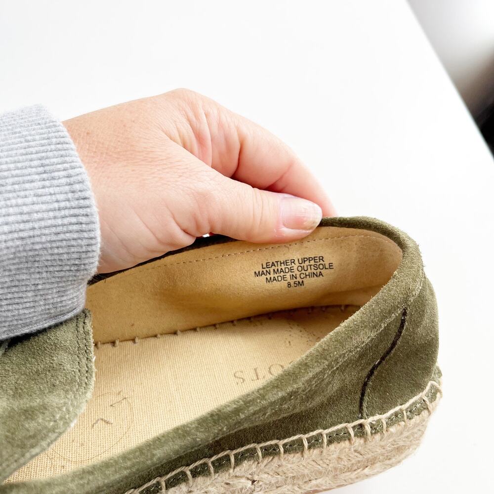 Talbots Olive Green Suede Espadrille Loafers - Picture 6 of 9